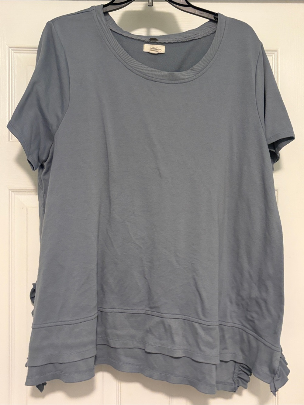 Cupio Dusty Blue Short Sleeve Layered Hem Tee
